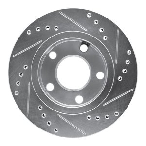 Audi S4 Brake Rotor (1) - Rear Left - R1 Concepts - Drilled & Slotted - Silver - `00-`02